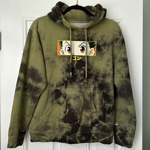 Hunter X Hunter Anime tie dye eyes hoodie sweatshirt Adult S green black